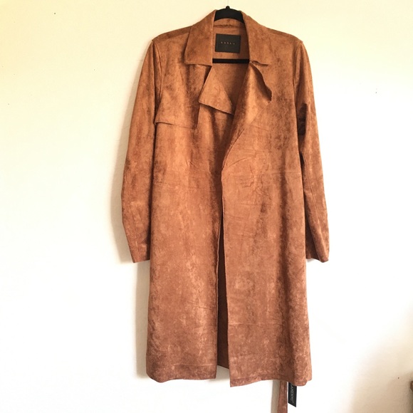 Blank NYC Coco Faux Suede Belted Trench Coat Small - Picture 7 of 14